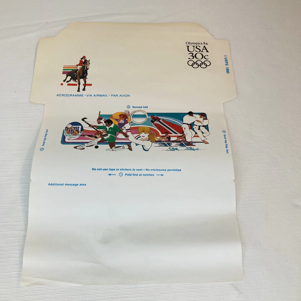 USPS 1984 US AEROGRAMME 30c Cover Olympics, Equestrian, Air Mail C4 Unused - Image 3 of 4