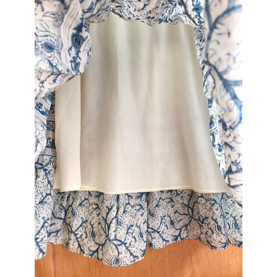 Handmade 100% Cotton Floral Tiered Peasant Skirt Sz 8 Lined Feminine Beachy M - Image 3 of 4