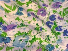 VINTAGE 70'S MOD FLOWERS ALL OVER LADY PEPPERELL FULL FLAT  BLUES GREENS PURPLES