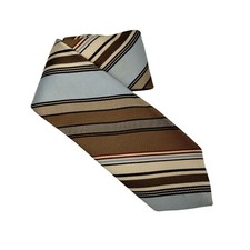 Wemlon By Wembley Vintage Mens Brown and Blue Striped Tie