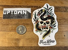 Five Boro NYC Skateboards  American Traditional Skull Tattoo Sticker Zoo York