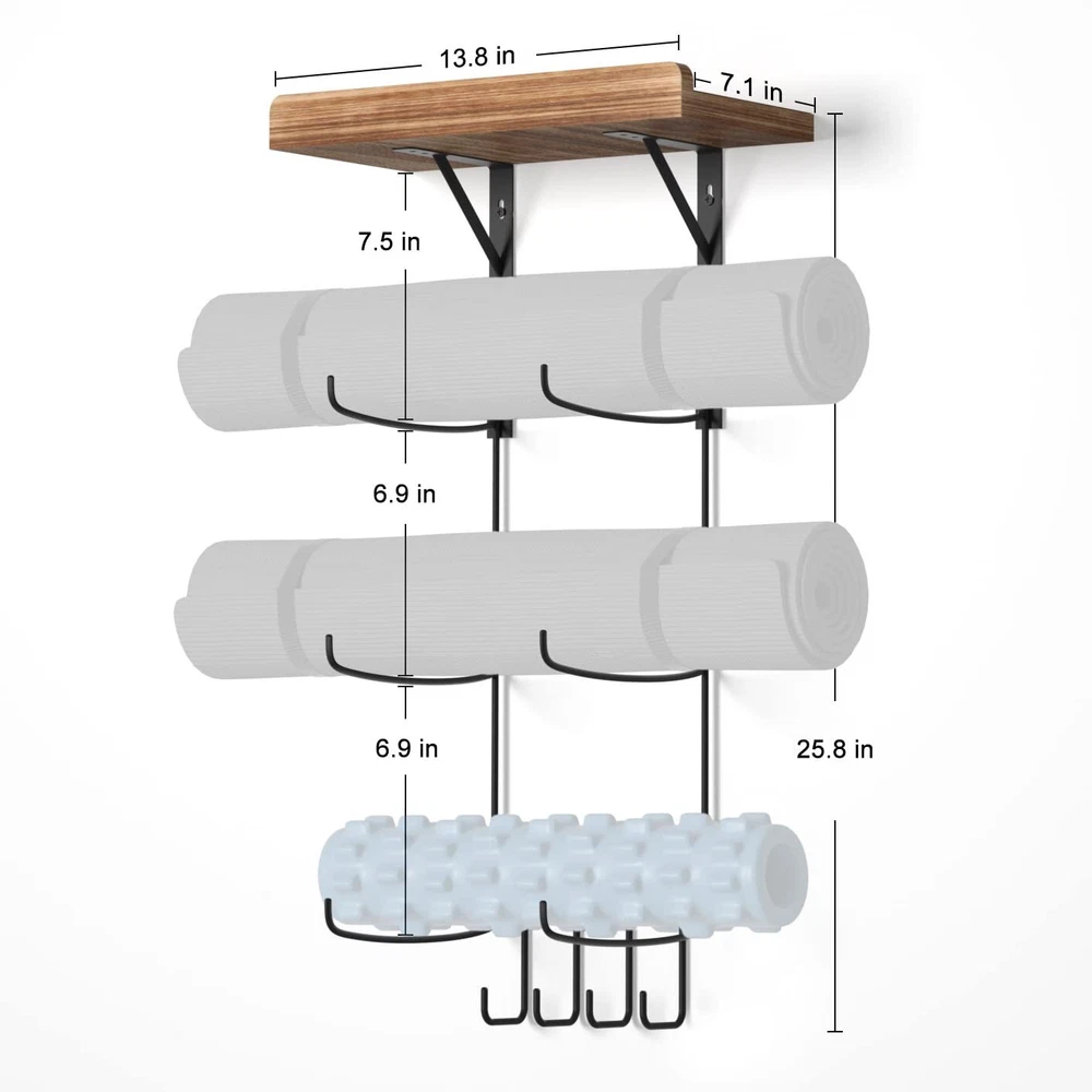 Yoga Mat Holder Accessories Wall Mount Organizer Storage Decor Foam Roller an... Yoga Mat Holder Accessories Wall Mount Organizer Storage Decor Foam Roller an...