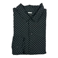 Allsaints Spadille Black Arrow AOP L/S Viscose Mens Button Front Size M