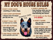 American CattleDog My Dog's House Rules Retro Metal Tin Sign Plaque Novelty Gift