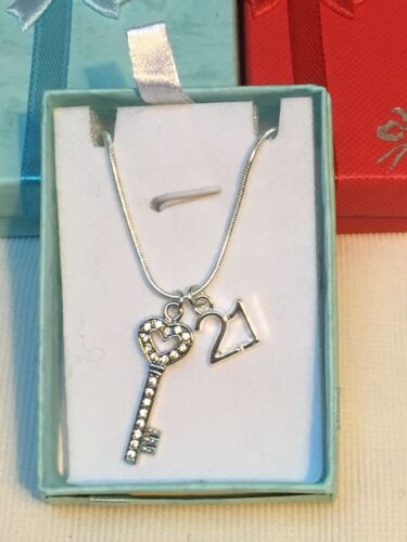 21st Birthday Gift Necklace Milestone Key Charm, Gift Boxed, handmade, FREEPOST  - Picture 1 of 1