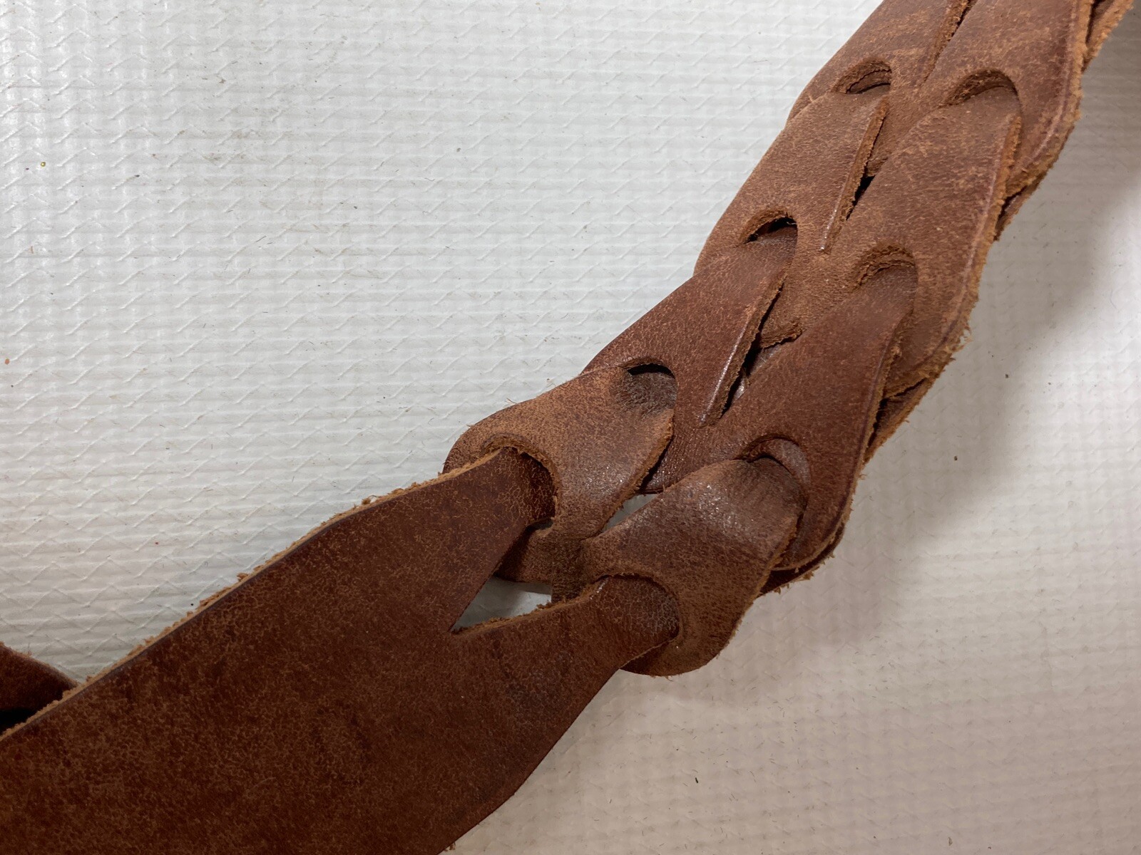 CANDIE's BELT Woven Interlocking Pattern Brown LE… - image 8