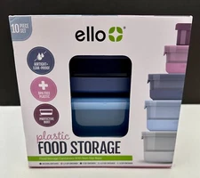 10pc Ello Plastic BPA FREE Food Storage Container set skid free, Freezer Safe