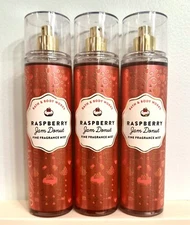 ~Set of 3~ NEW ~Bath & Body Works~ Raspberry Jam Donut ~Fine Fragrance Mist~ 8oz