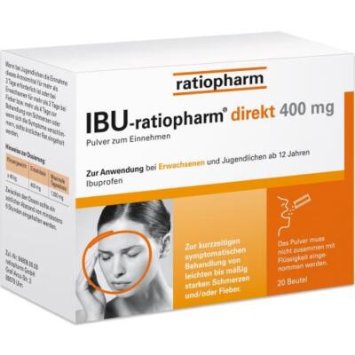 3x IBU-RATIOPHARM direkt 400 mg Pulver zum Einnehmen 20 St PZN: 11722423