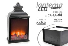 LANTERNA Lampada LED FINTO CAMINO da Tavolo Effetto Fuoco FIAMMA LUMETTO 44*25cm