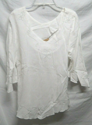 Mexico Lindo Womens Size S White 100% Cotton Blouse