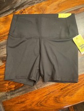 All in Motion Girl's Black High Rise Fitted Shorts- Large 10-12