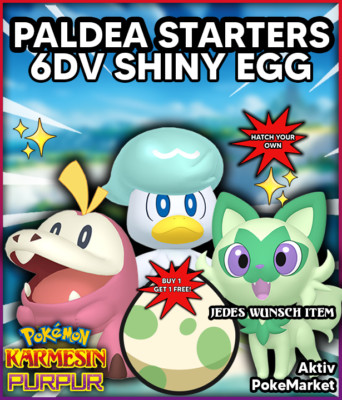 PALDEA STARTERS EGGS   SHINY 6DV   Pokemon Karmesin und Purpur Lvl 1 B1G1 FREE!