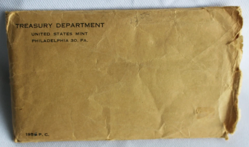 1956 US Proof Set 5 Coin Set 3 Silver Coins 1c-50c In Cello Sleeve with Envelope - Image 4 of 4