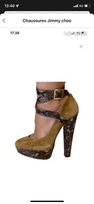 talons jimmy choo taille 36 nude peau de serpent bonne états - Photo 1/4