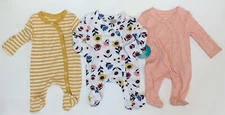 NEW Lot of 3 Baby Girls Floral Sleep 'N Plays PJs Jumpsuit Footed Preemie