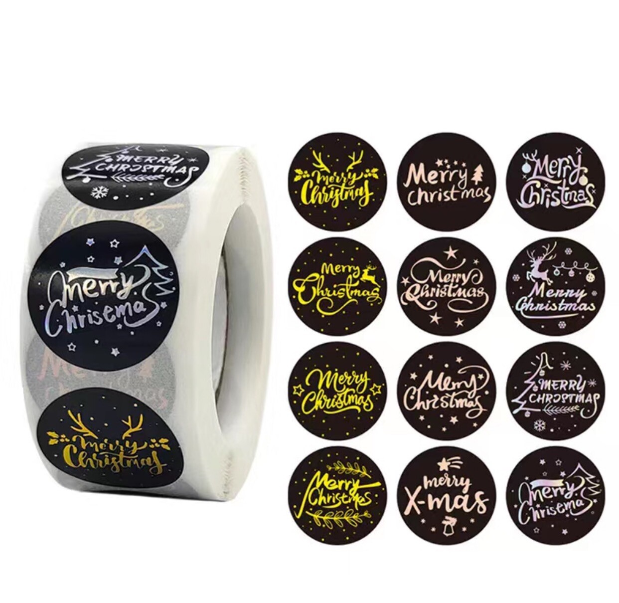 1 Roll of Christmas Graphic Stickers/Gift Stickers 1 Roll Of 500 Stickers 1 in