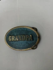 The Great American Buckle Co Vintage Grandpa Buckle. Blue 1982