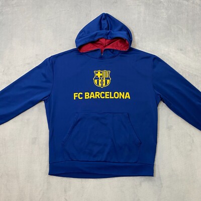 FC BARCELONA Soccer Hoodie Men Large Blue Long Sleeve LA