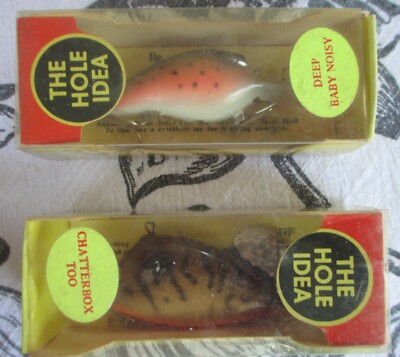 Two Vintage  Aquasonic ''The Hole Idea'' Chatterbox Too & Baby Noisy Fishing Lures