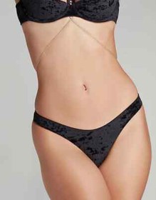Agent Provocateur Kati Trixie Thong Black Velvet Gold Crystals AP 3 10-12BNWT