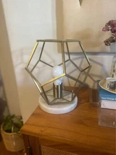 PAIR Modern Geometric Gold Table Lamps Marble Base Contemporary Lights Set of 2