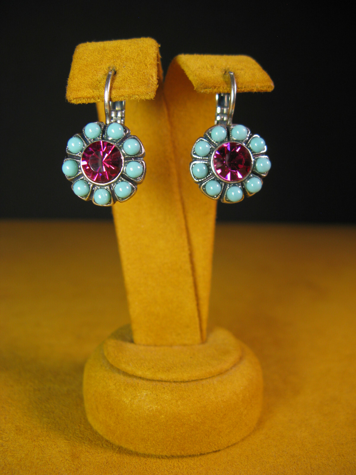 MARIANA EARRINGS MOSAIC SWAROVSKI CRYSTALS PINK TURQUOISE BLUE Gift Christmas