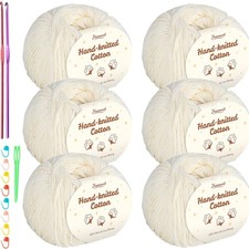 Strickgarn Baumwolle, Baby, beige, 6er Pack, Handarbeit, Häkelgarn, 50g, Zubehör