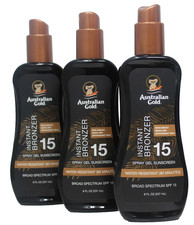 Australian Gold Spray Gel Sunscreen  Instant Bronzer SPF 15 Lot of 3.8 oz