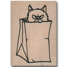 NEW Rubber Stamp Cat Playing In Bag Fun Cats Kitty Kitten Animal Look Eyes Paper