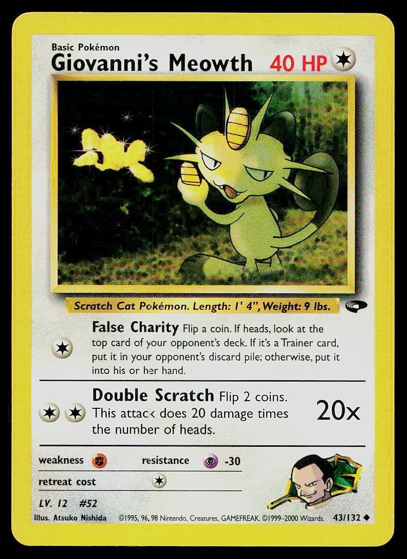Pokemon Card Gym Challenge Giovanni's Meowth 43/132 Unlimited Uncommon