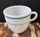 Vintage Mess Hall Pyrex Corning Teal Stripe Navy Mug Coffee Cup 723  6 Available