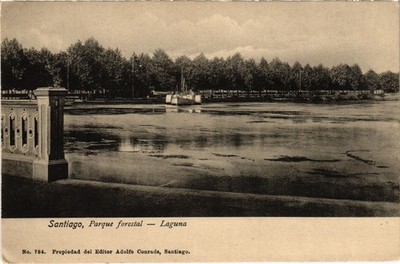 PC CHILE, SANTIAGO, PARQUE FORESTAL, LAGUNA, alte Postkarte (b65728)