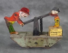Marx Wind Up Moon Mullins & Kayo On A Handcar Not Working 6" #W5