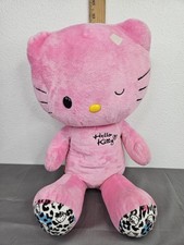 Vintage Hello Kitty Build A Bear Sanrio Pink Leopard Print Paws 18” Plush