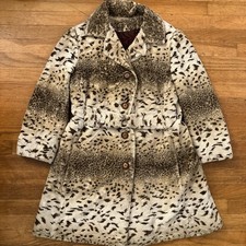 60s/70s Vintage Faux Fur Soft Leopard Print Coat Women s