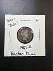 1905-S VF Silver Barber Dime Better Date Nice Type Coin 90% Silver