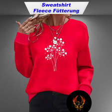 Sweatshirt Damen Rundhals warmes Fleece Futte...