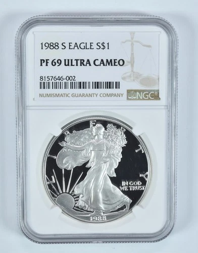 1988-S American Silver Eagle PF69 UCAM NGC Brown Label *5562