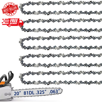 5 Pack 20 Inch Chainsaw Chain Fit Stihl .325" Pitch .063" Gauge 81 ...