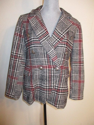 Bagatelle Collection FAB! Houndstooth Plaid Pockets Blazer Jacket in Multi   M