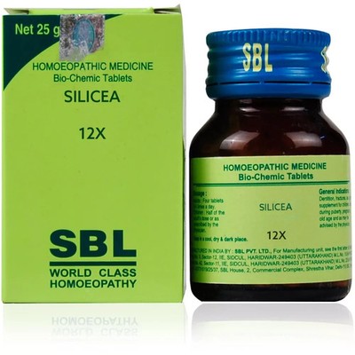 SBL Silicea 12X 25g Pack of 5 Homeopathic Biochemic Tablets General Wellness