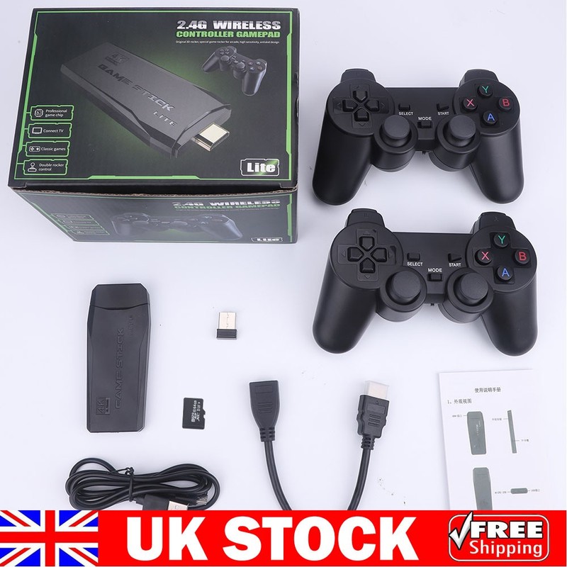 20000+ Retro Video Game Console 4K HD TV Game Stick Ink.2 Wireless Controller UK