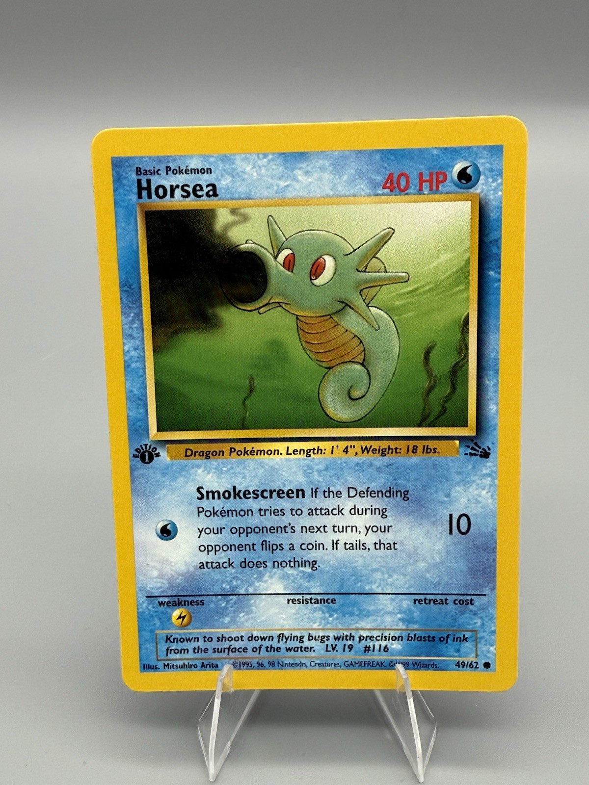 WOTC Pokemon TCG 1st Edition Horsea 49/62 Fossil NM