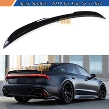 For 2019-24 Audi A7 S7 RS7 V Style Glossy Black Rear Trunk Spoiler Extension Lid