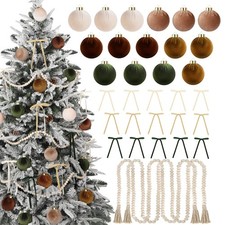 33 Pcs Velvet Christmas Ornaments Set, 15 Pcs 3.15 inch Shatterproof Flocked ...