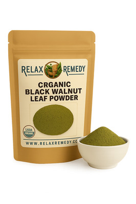 Organic Black Walnut Leaf Powder 100% Pure, Non-GMO Juglans Nigra, Detox & Skin