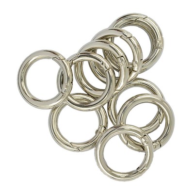 10x Silber Legierung Kreis Feder Karabinerhaken Clip Handtasche Schlüsselanhänger Ringe Zum Selbermachen weiß