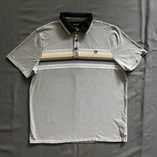 DKNY Polo Shirt Mens Size XL Gray With Chest Stripes Short Sleeve