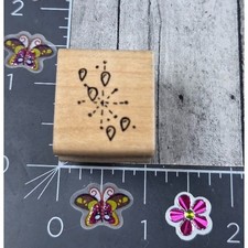 Dots Crystals Snowflake Design Rubber Stamp Wood T64